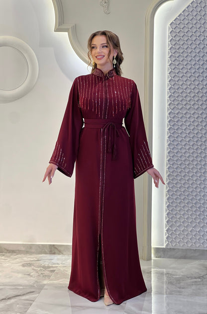 Elegant Liam Bordeaux Kaftan for a Chic and Comfortable Look