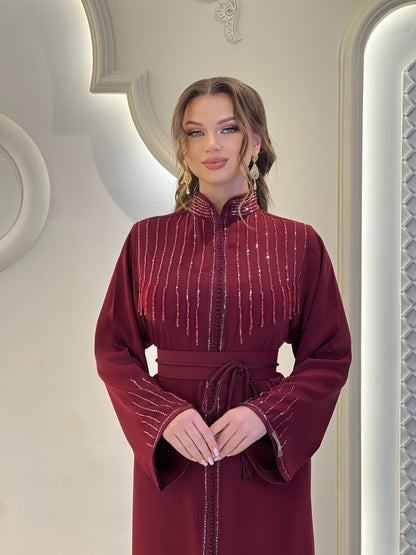 Elegant Liam Bordeaux Kaftan for a Chic and Comfortable Look