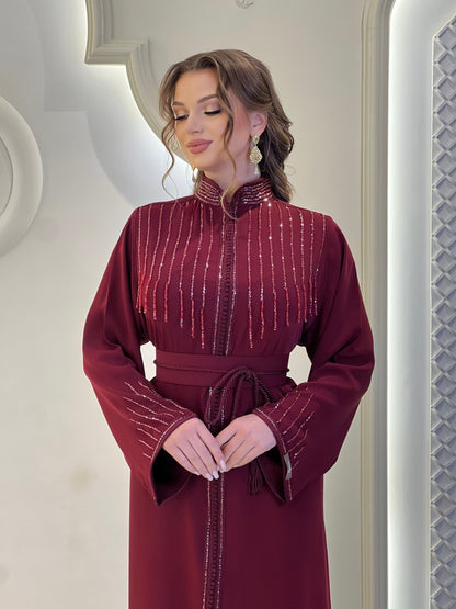 Elegant Liam Bordeaux Kaftan for a Chic and Comfortable Look