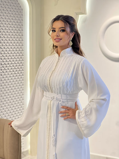 Eleganter Liam Weißer Kaftan für stilvolle Auftritte