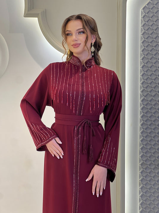 Elegant Liam Bordeaux Kaftan for a Chic and Comfortable Look